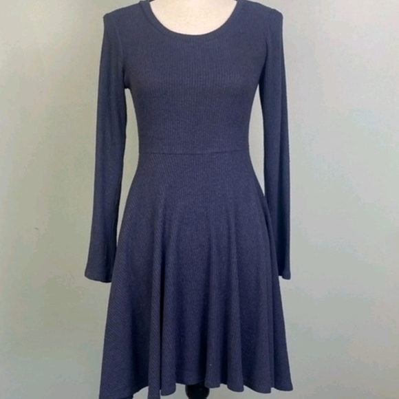 Lulus Fit and Fair Navy Ribbed Long Sleeve Skater Dress size S - Picture 6 of 16